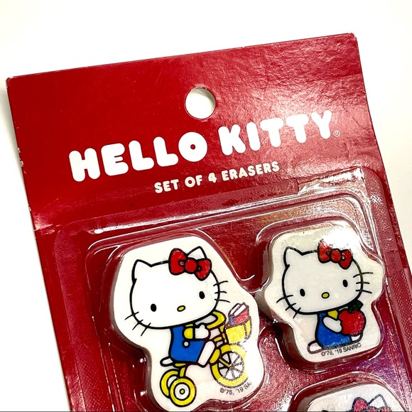 Hello Kitty Sanrio Kids Set Of 4 Erasers For School Home Classroom New - Picture 2 of 10